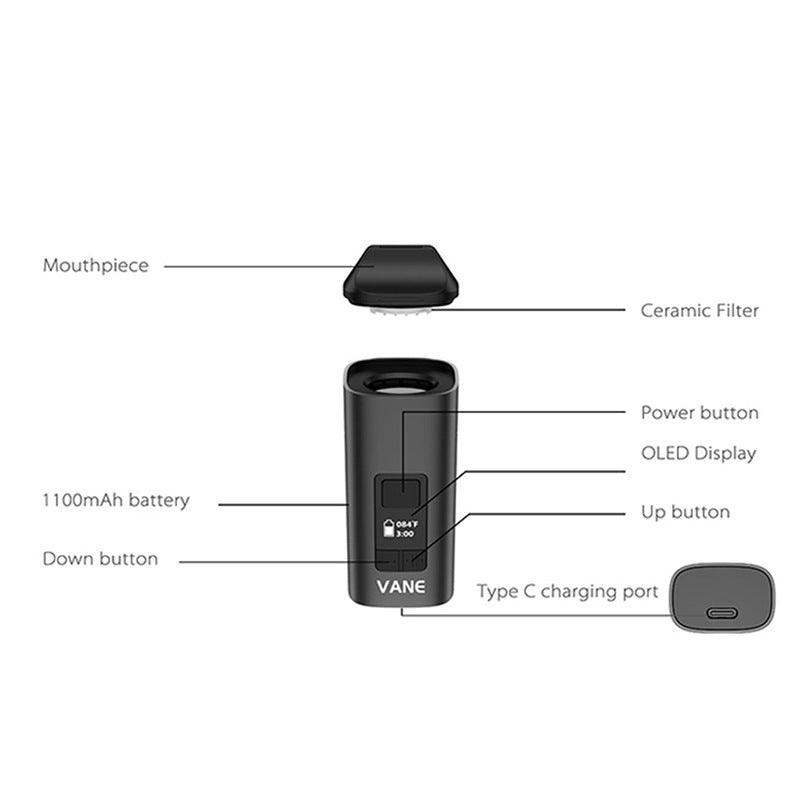 Yocan Vane Kit Dry Herb Vaporizer | with 1100mAh Battery Digital OLED Display - Puffingmaster