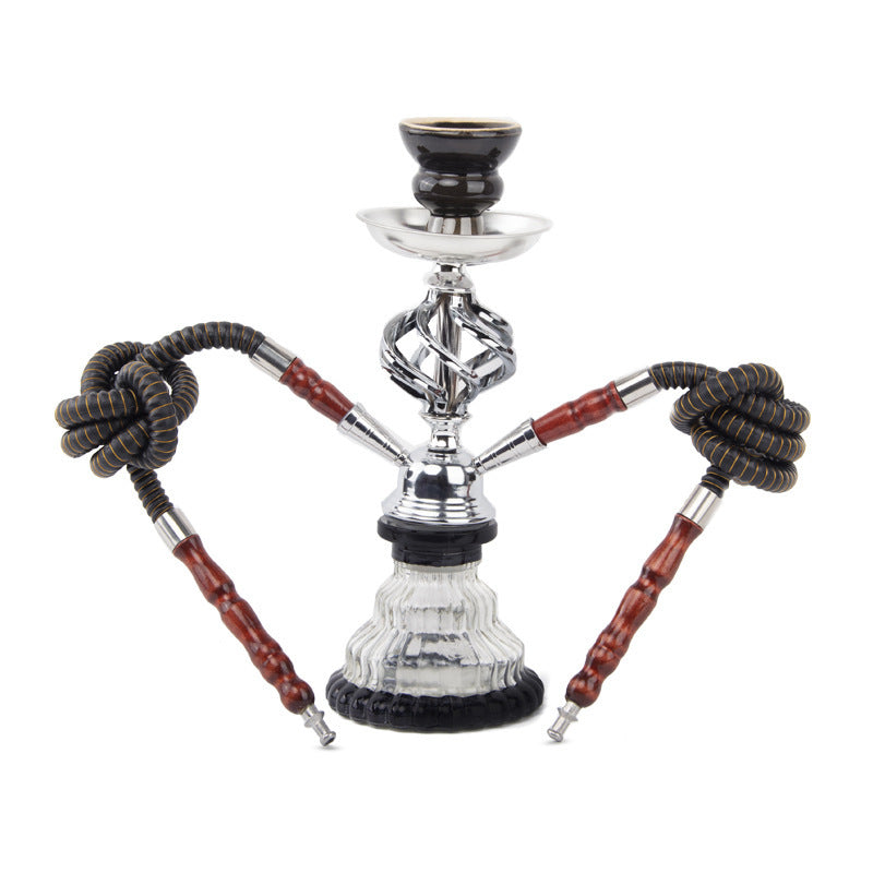 Arab Double Hose Twist Ball Narguile Glass Shisha Hookah Set