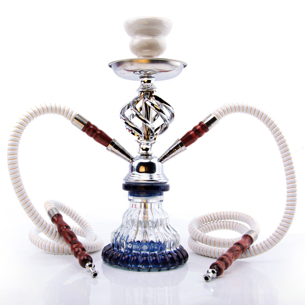 Arab Double Hose Twist Ball Narguile Glass Shisha Hookah Set