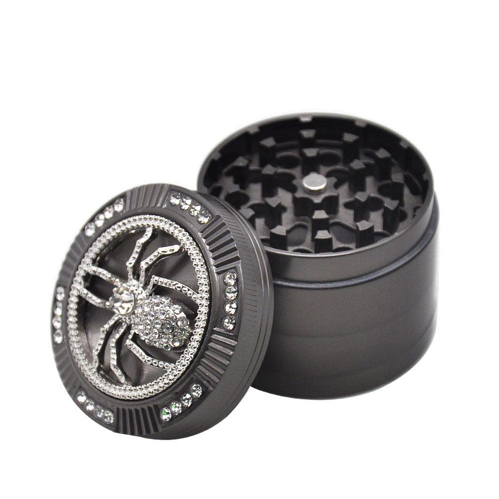 50MM Balck Spider Tobacco Grinder | 4 Layers Herb Weed Grinder Portable Lightweight - Puffingmaster