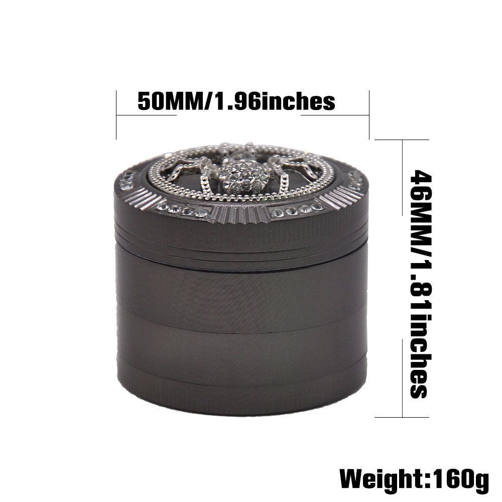 50MM Balck Spider Tobacco Grinder | 4 Layers Herb Weed Grinder Portable Lightweight - Puffingmaster