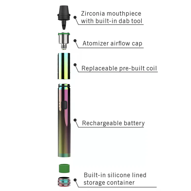 Crossing Coil King AIO dab pen rainbow with specifications