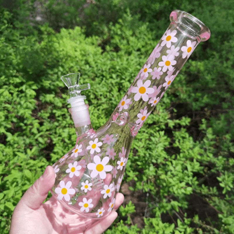 Daisy Glass Bong Smoking Water Pipe Beaker Base Thick Glass Bong Portable - Puffingmaster