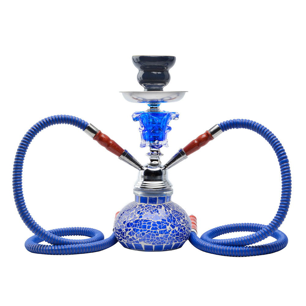 Double Hose Hookah Shisha Set Narguile Glass Vase Ceramic Bowl