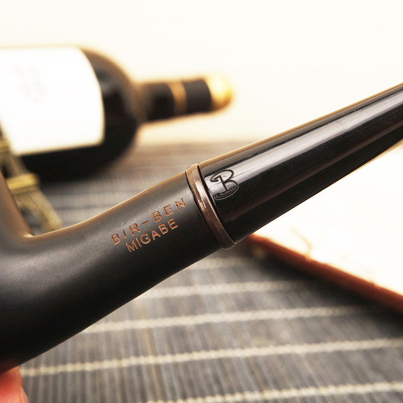 Handmade Ebony Wooden Pipe Classic Curved Pipe Straight Handle
