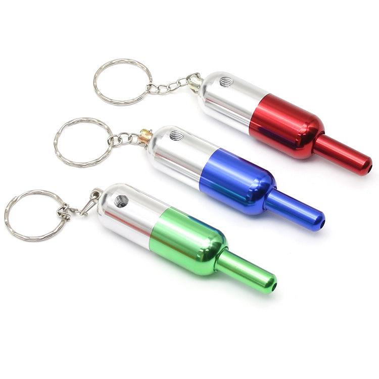 Pill Shape Mini Keychain Metal Smoking Pipe Tobacco Herb - Puffingmaster