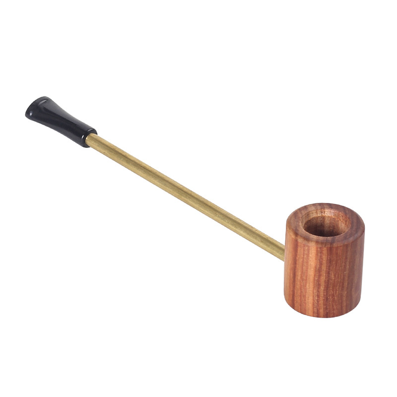 red wooden pipe with copper rod