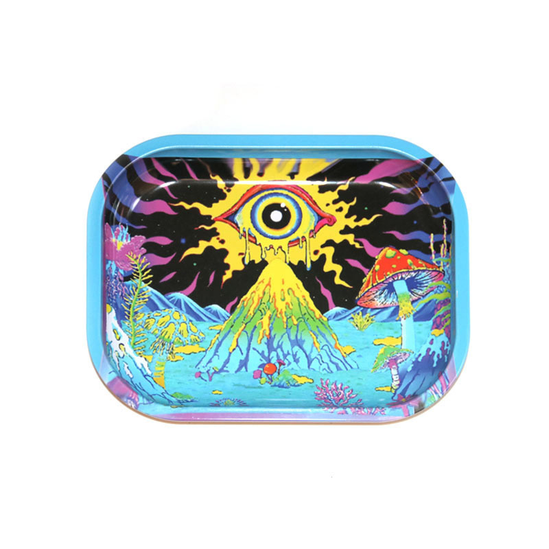 Metal Tinplate Rolling Smoking Tray Tobacco Storage Plate Grinder Tool