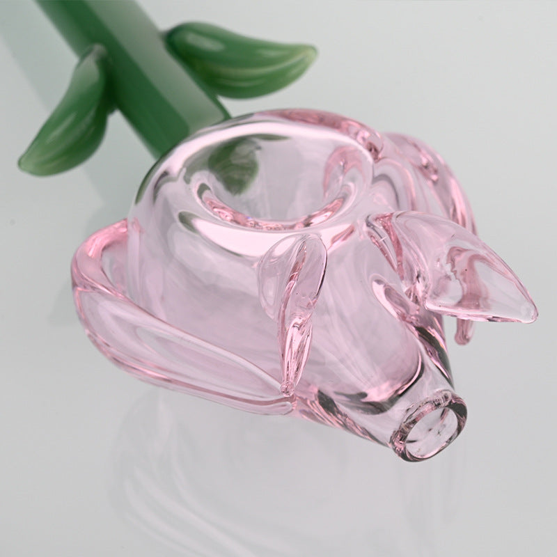 Rose Smoking Pipe Pink Glass Hand Tobacco Dry Herb Pipes