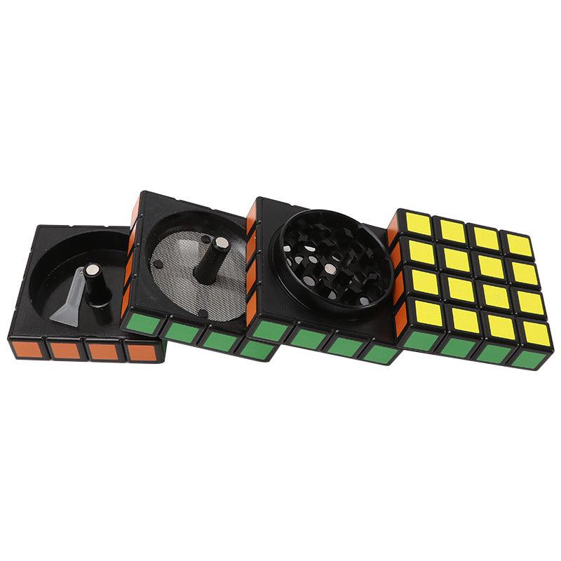 58MM 4-Layer Rubik's Cube Shape Herb Grinder Smoke Crusher - Puffingmaster