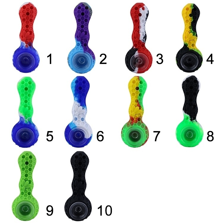 Silicone Bee Tobacco Pipe with Glass Bowl | Multi-color Hand Pipe Portable