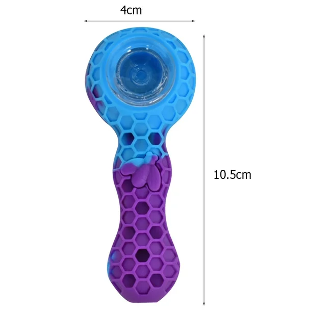 Silicone Bee Tobacco Pipe with Glass Bowl | Multi-color Hand Pipe Portable