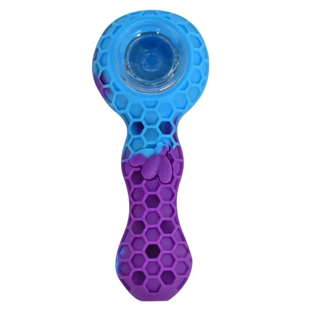 Silicone Bee Tobacco Pipe with Glass Bowl | Multi-color Hand Pipe Portable