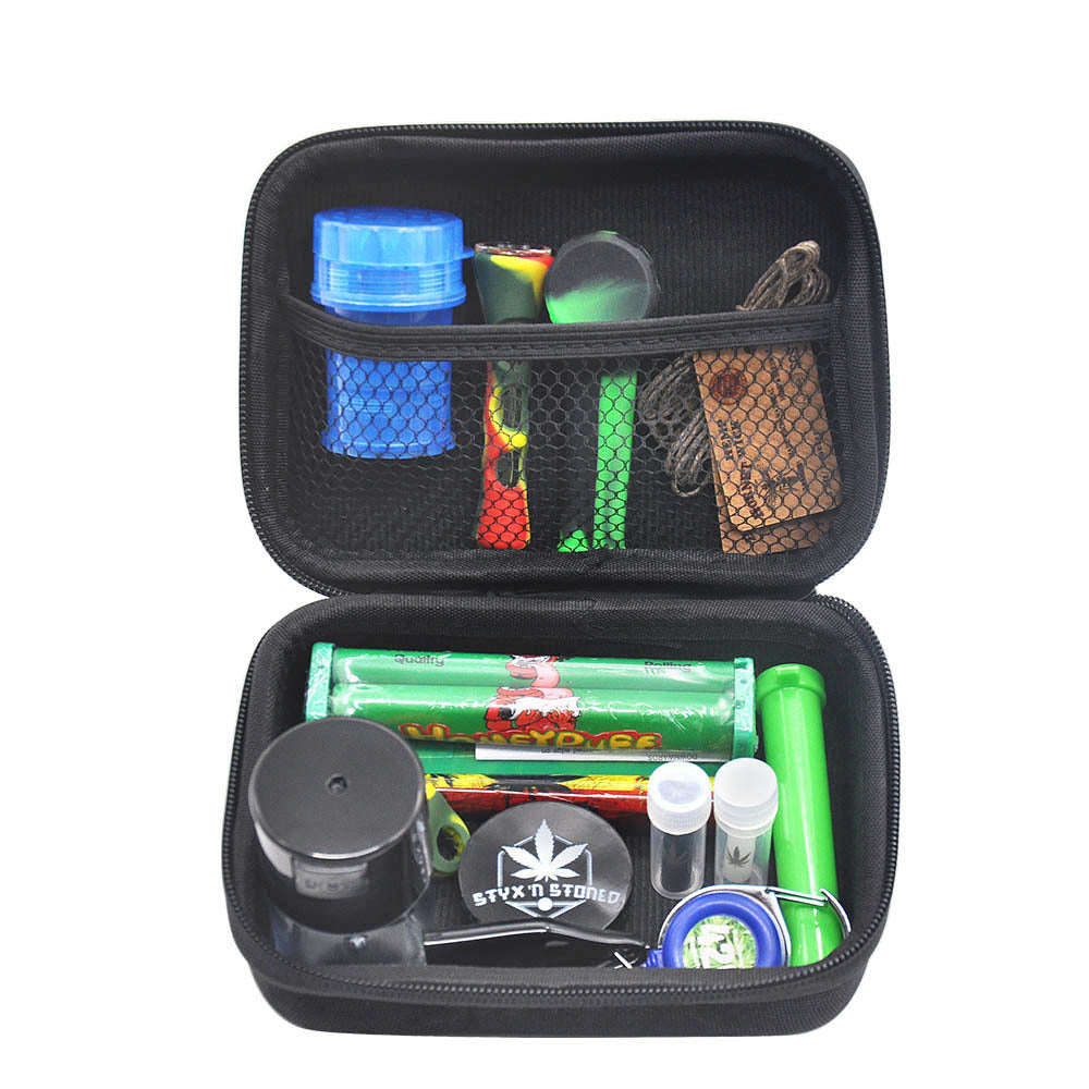 Tobacco Bag Set  | With Herb Grinder Pipe Roller Storage Case Smoking Accessories 12PCS