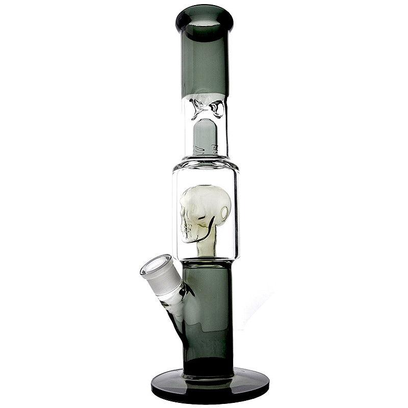 Embedded Ghost Head Shape Clear Glass Bong | High Borosilicate Double-layer Handicraft - Puffingmaster