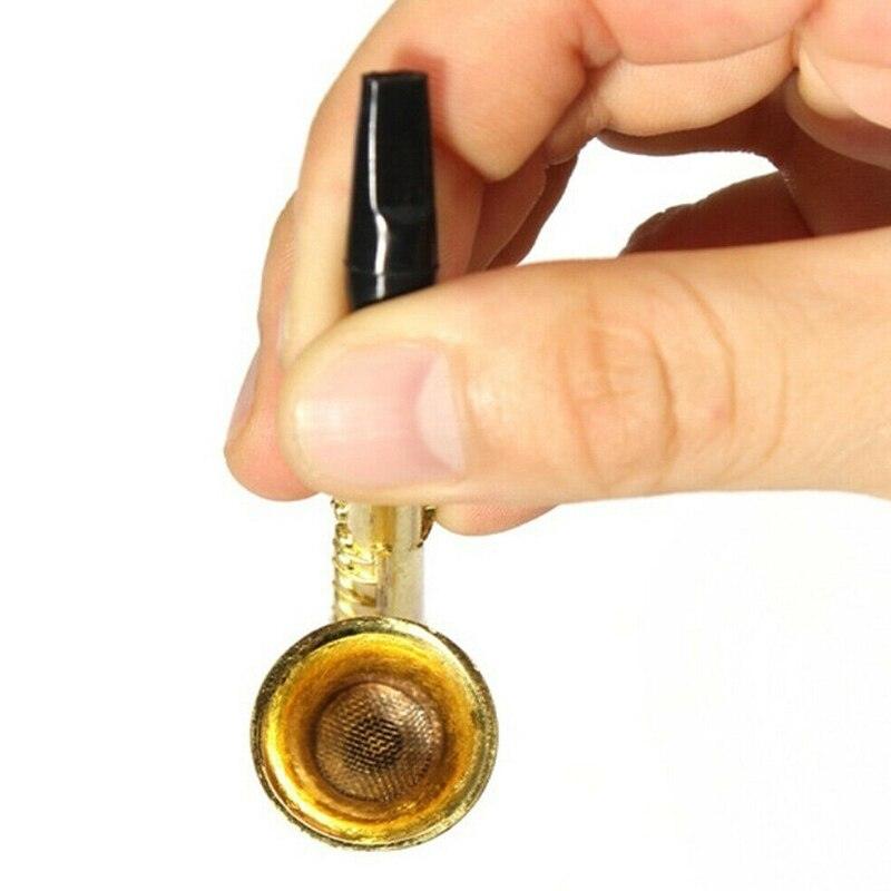 Unique Saxophone Shape Smoking Pipe | Alloy Mini Portable Pipe | Length 97mm Metal Tobacco Pipe Hookah - Puffingmaster