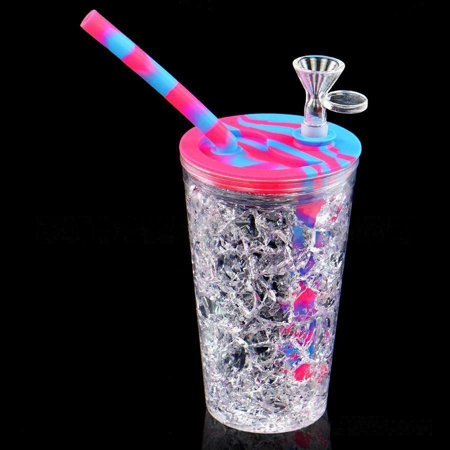 Frozen Silicone Gel Cup Pipe | Multi-color Filter Creative Lines Smoking Set | Durable Portable Lightweight - Puffingmaster