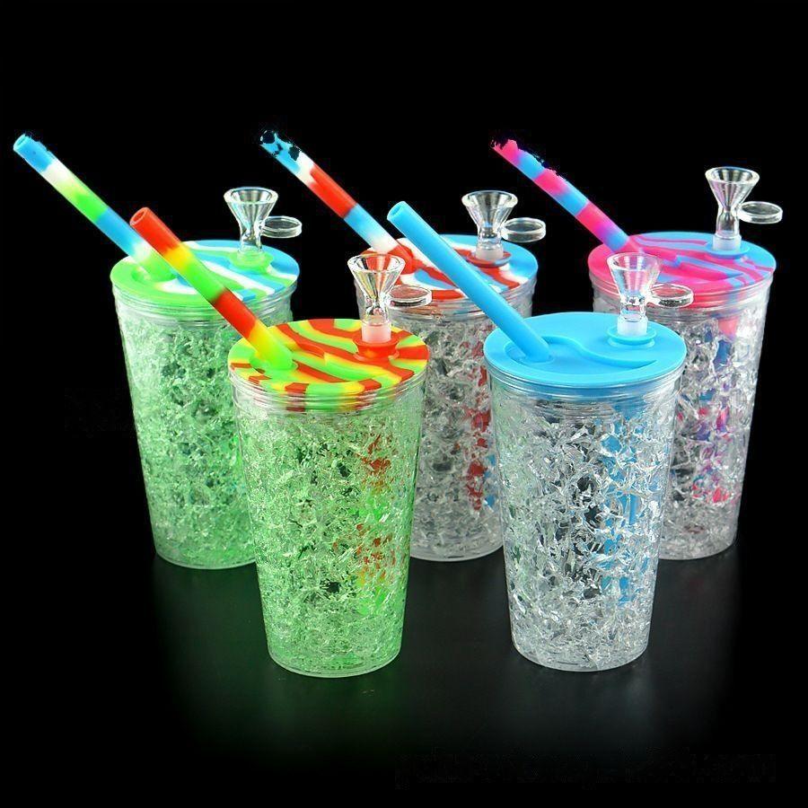 Frozen Silicone Gel Cup Pipe | Multi-color Filter Creative Lines Smoking Set | Durable Portable Lightweight - Puffingmaster