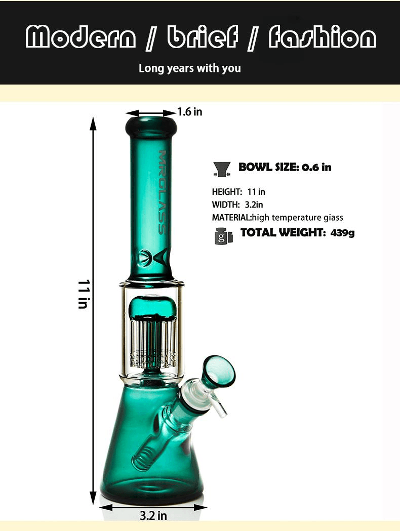 Glass Shisha Bong | Colorful Lightweight Portable Tube Hand Water Pipe Accessories - Puffingmaster