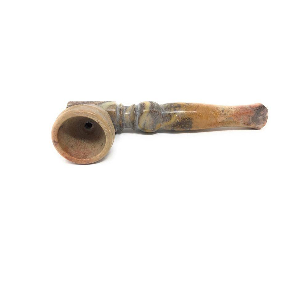 Matchpipe 5 inches Marble Finish Soapstone Tobacco Pipe Hand Carved Collectible - Puffingmaster