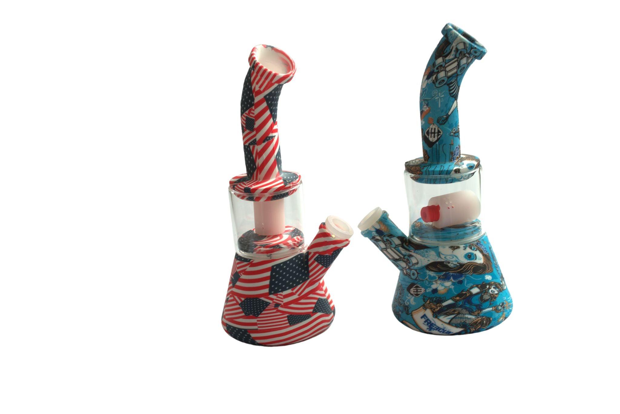 silicone dab rig blue red portable