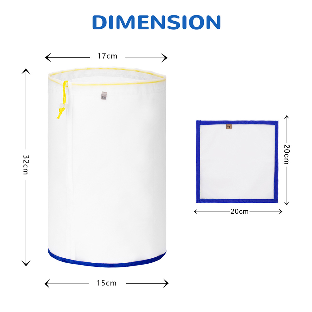 1 gallon  bubble hash bag & pressing screen with dimension