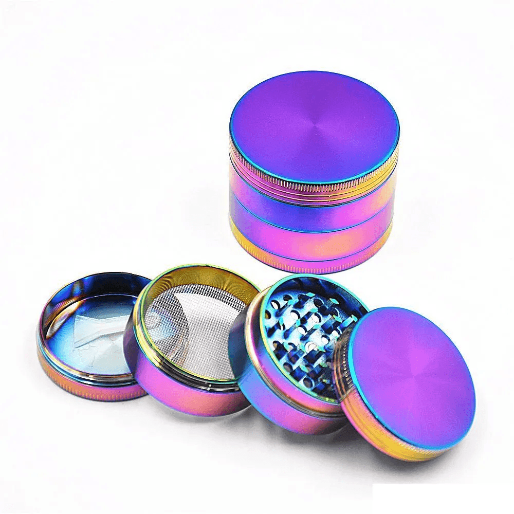 40MM 60MM 4-layer Herb Grinder Rainbow Tobacco Zinc Alloy Crusher - Puffingmaster