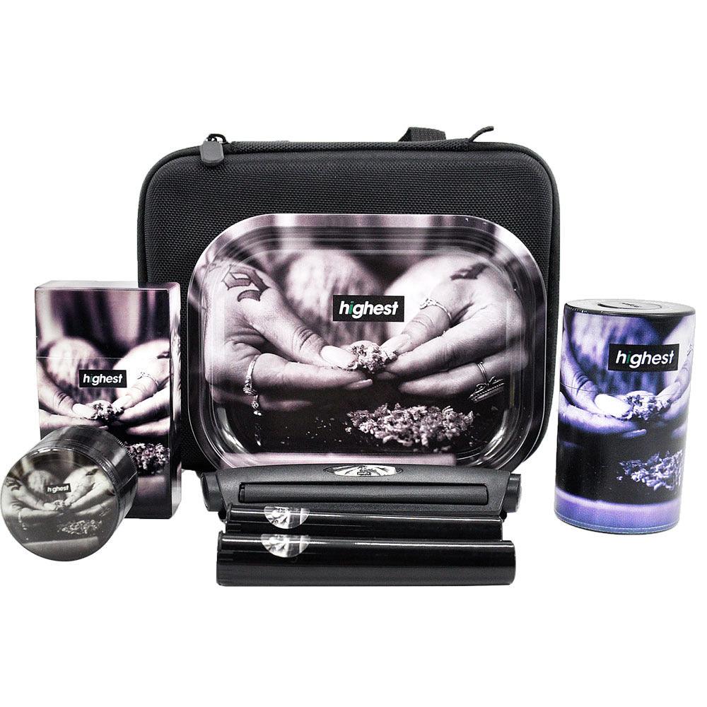8 Pieces Metal Tobacco Kit Rolling Tray Plastic Herb Container Zinc Alloy Smoking Accessories - Puffingmaster