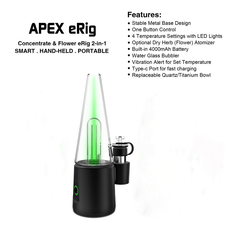 apex erig wax dry herb vaporizer black with key features
