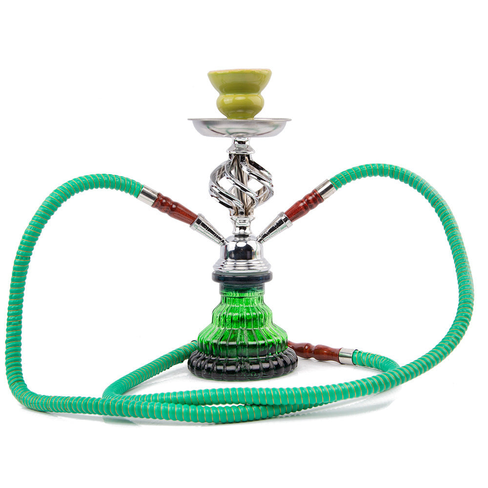 Arab Double Hose Twist Ball Narguile Glass Shisha Hookah Set