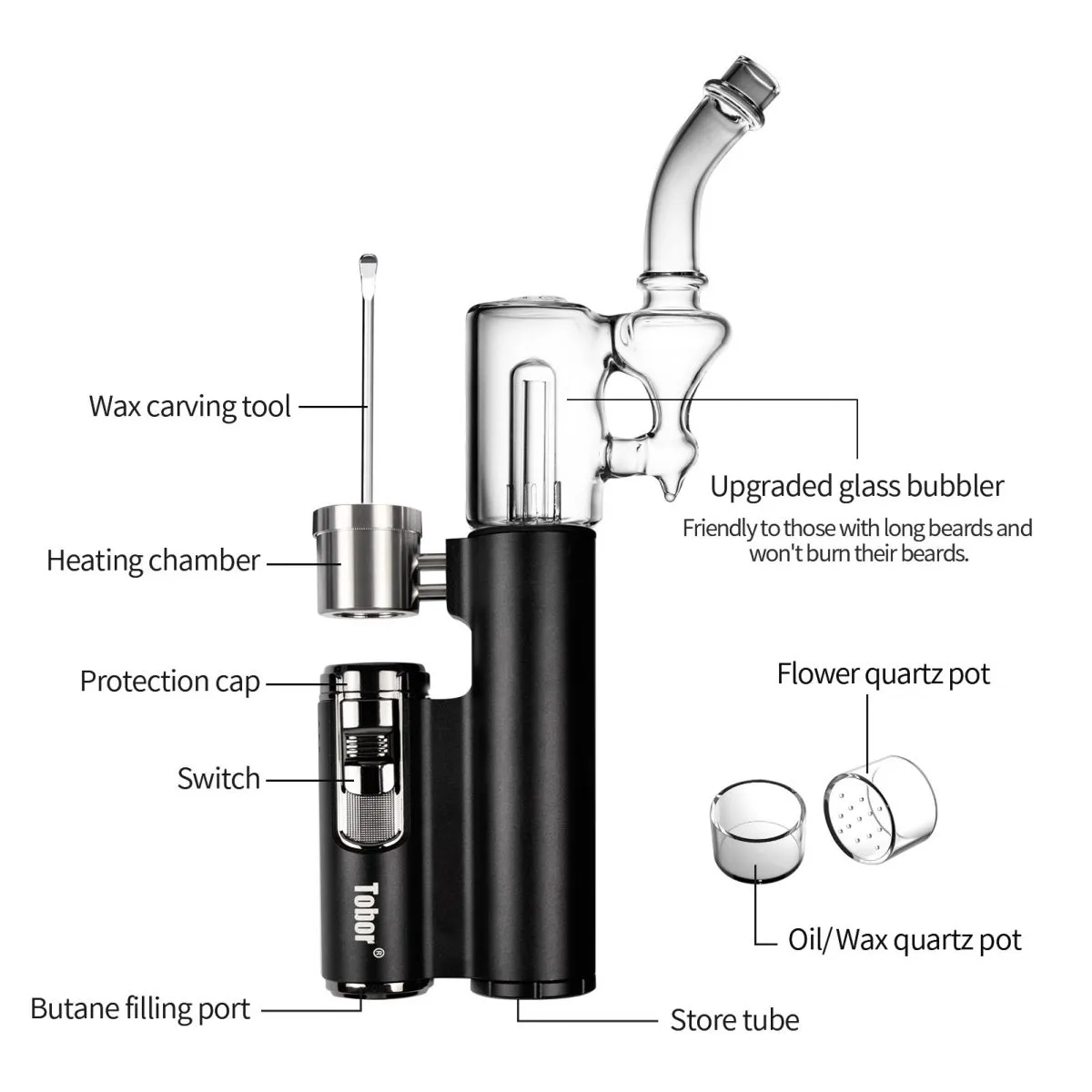  Bazoka pro Portable Mechanical Dab Rig black with accessories