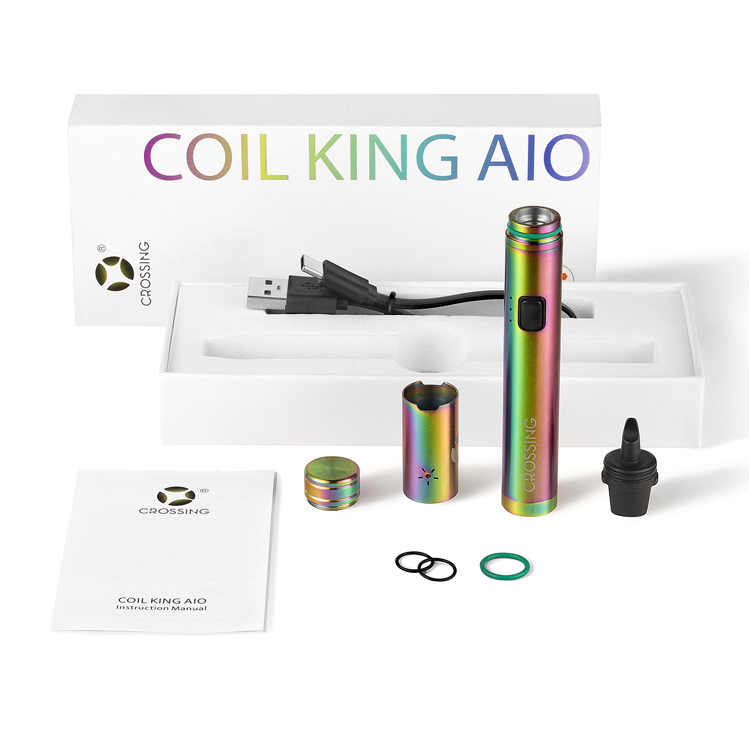  Crossing Coil King AIO dab pen rainbow with box and accessories