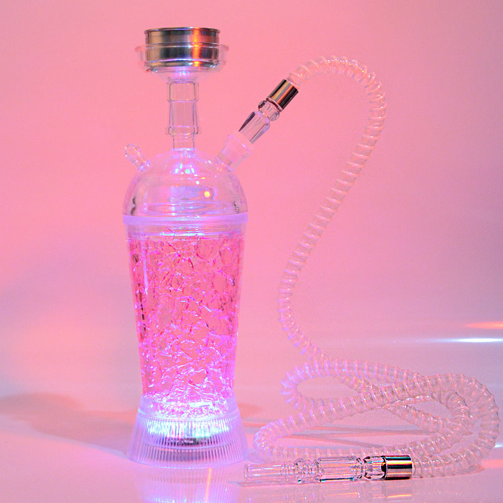 Ensemble de bouteilles de narguilé en gelée | Conduit d'eau lumineux LED en acrylique pour chicha | Avec tuyau bol inox porte charbon Chicha narguilé accessoires 