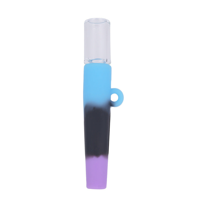 Smoke Herb Silicone Pipe Glass Filters Tips Mini Tobacco Hand Pipe