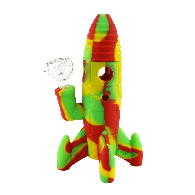 Rocket Silicone Bong 7.7" Glass Water Pipe Smoking Accessories - Puffingmaster