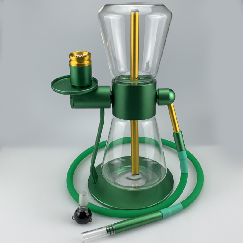 sandglass gravity bong green with gold