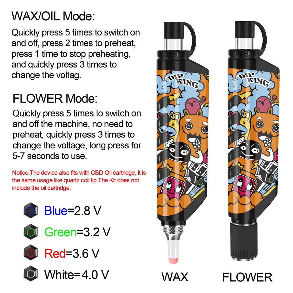 UDIP Dab Pen Vaporizer with wax/oil mode and flower mode