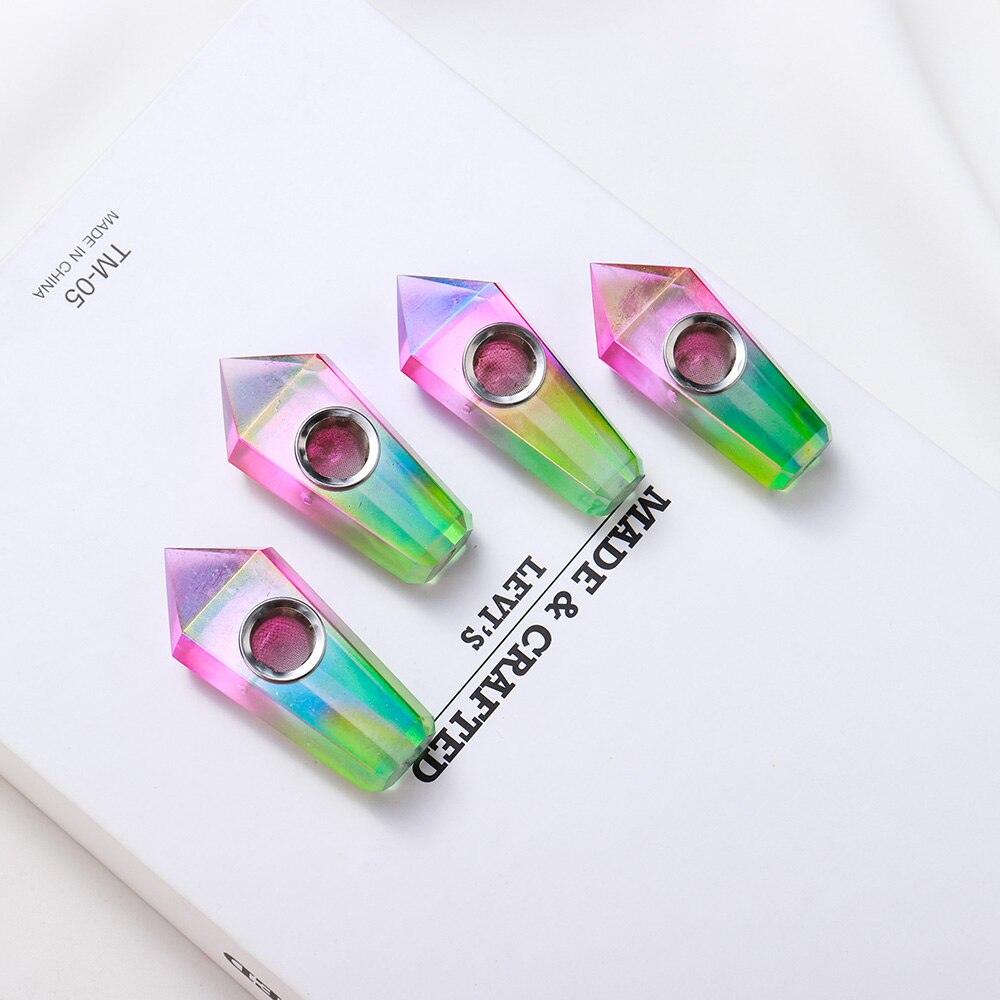 MINi Crystal Smoke Pipe | Electroplating Rainbow Reiki Quartz Smoking - Puffingmaster