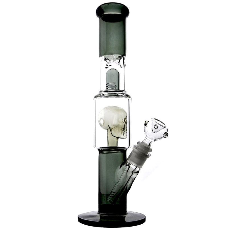 Embedded Ghost Head Shape Clear Glass Bong | High Borosilicate Double-layer Handicraft - Puffingmaster