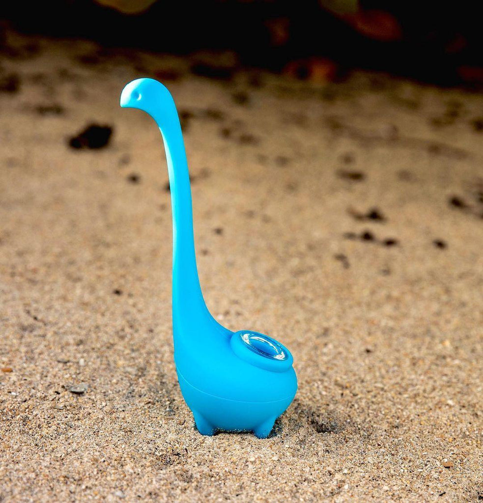 Ness Monster Cute Bubbler Pipe | Hand Pipe Silicone with Medium Glass Bowl Portable Lightweight - Puffingmaster