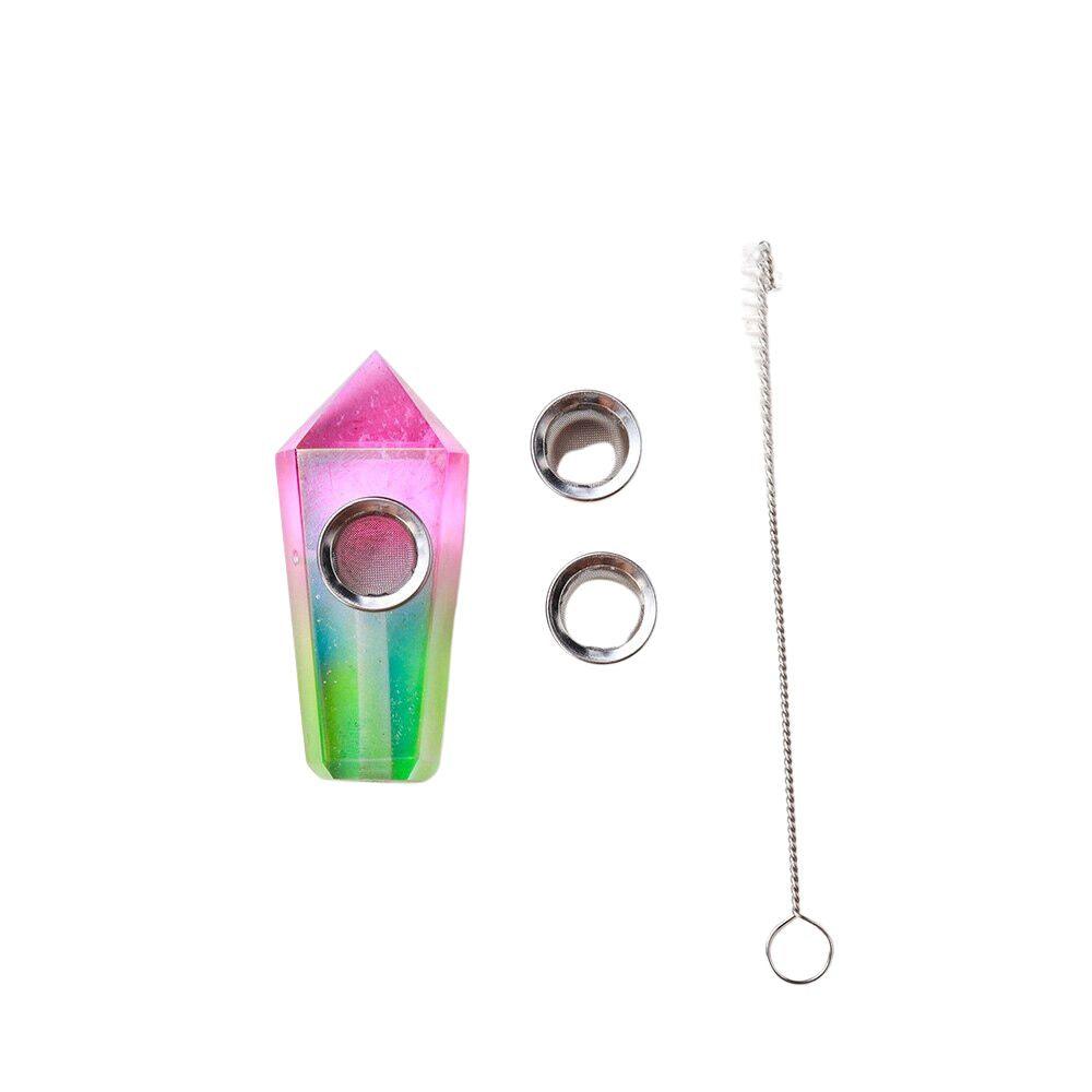 MINi Crystal Smoke Pipe | Electroplating Rainbow Reiki Quartz Smoking - Puffingmaster