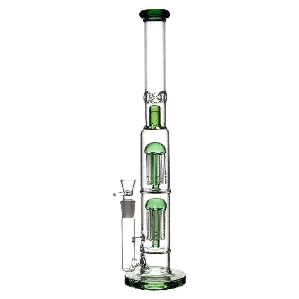 Glass Bong with Green Branch Type Double Filter