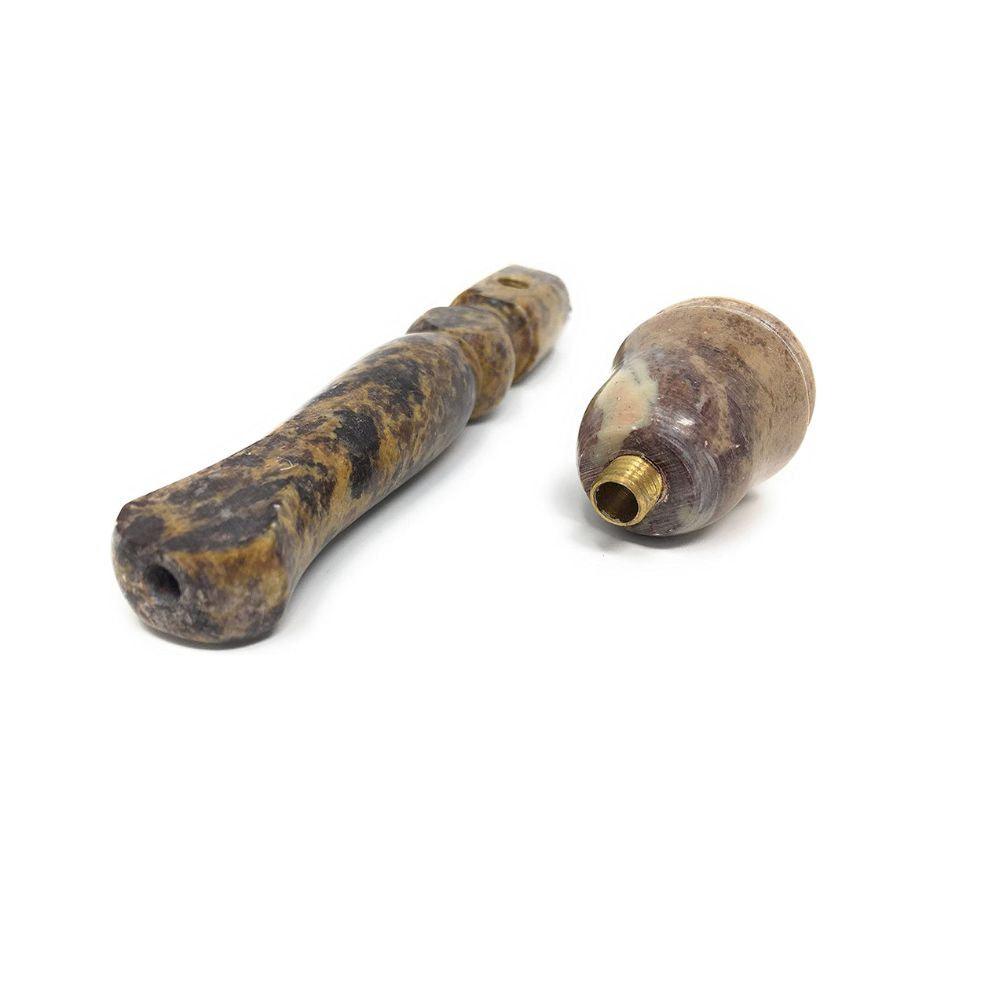 Matchpipe 5 inches Marble Finish Soapstone Tobacco Pipe Hand Carved Collectible - Puffingmaster