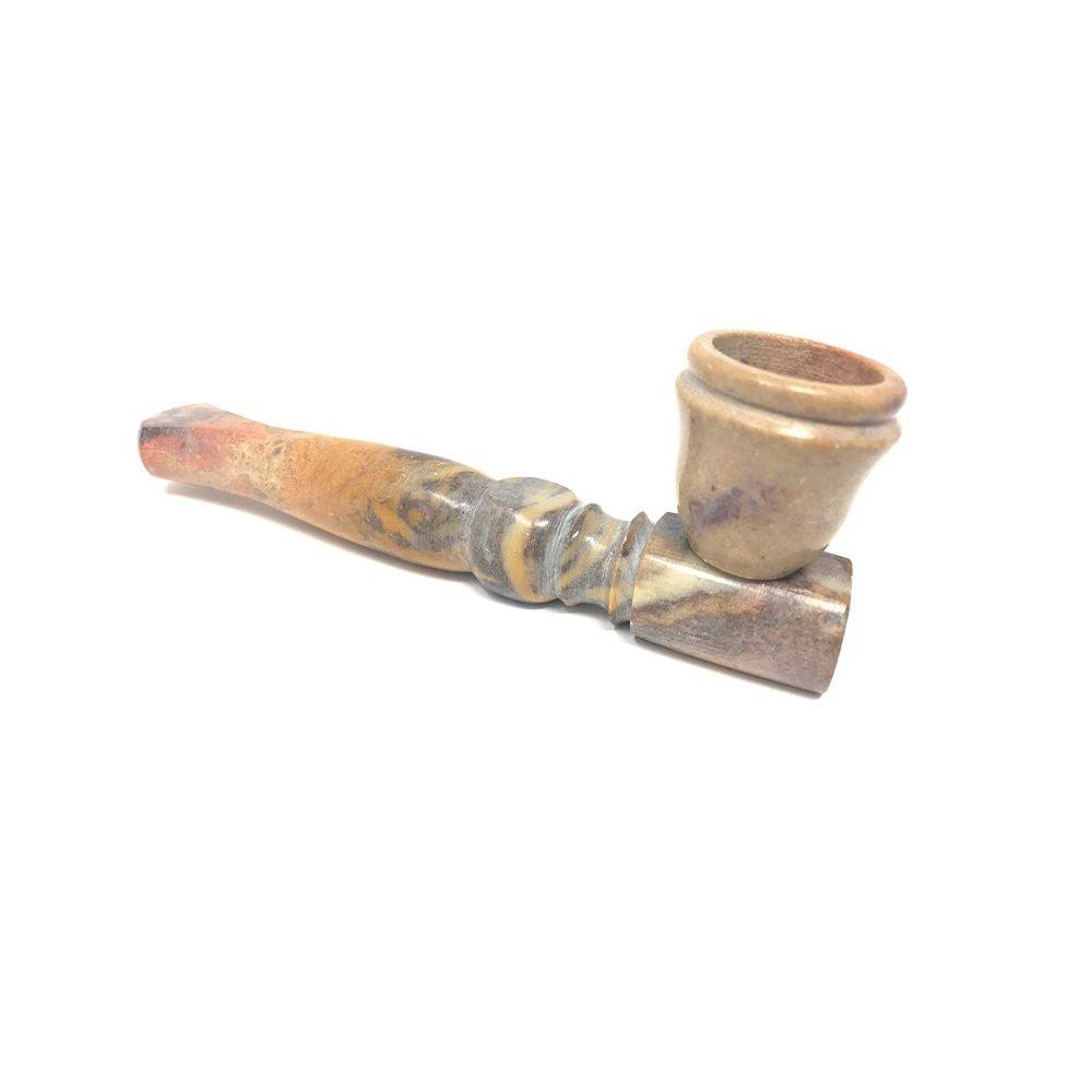 Matchpipe 5 inches Marble Finish Soapstone Tobacco Pipe Hand Carved Collectible - Puffingmaster