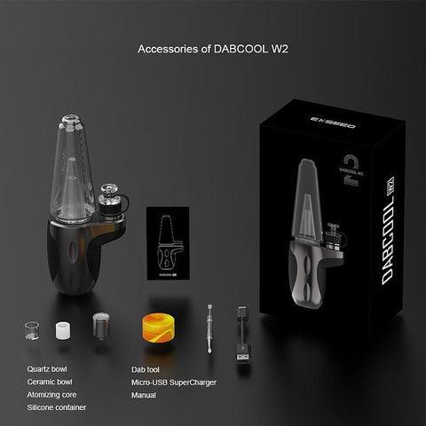 w2 erig gunmetal with quartz ceramic atomizer core silicone container dab tool usb charger manual