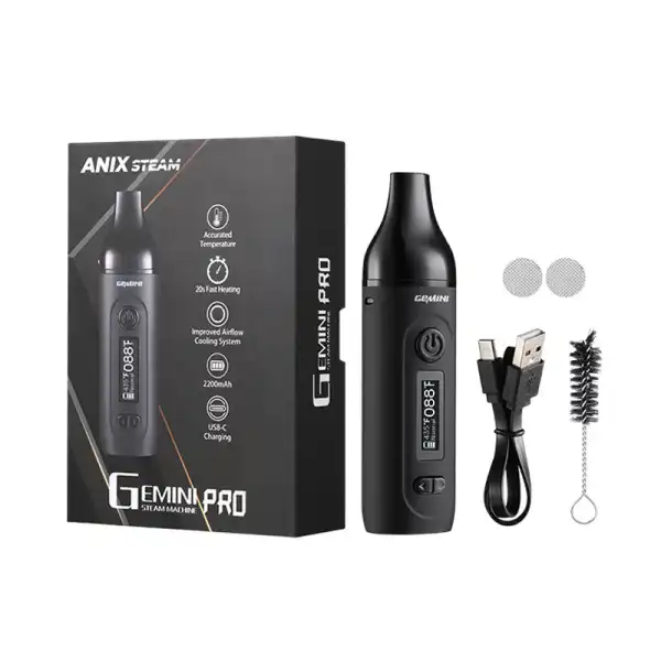 Anix Gemini Pro Dry Herb Vaporizer black with box