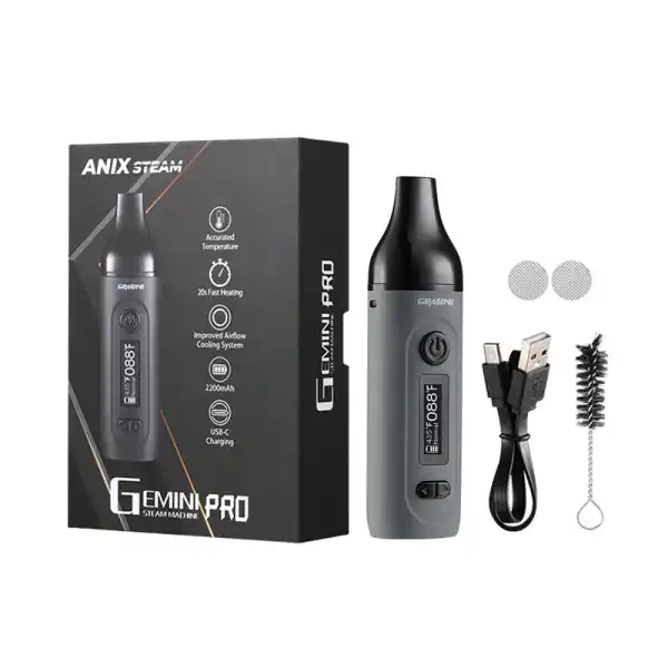 Anix Gemini Pro Dry Herb Vaporizer gray with box