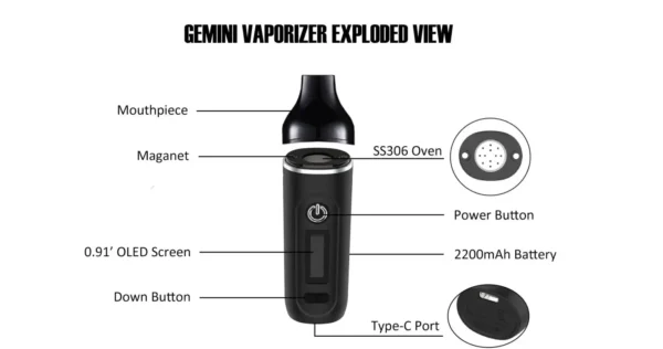 Anix Gemini Pro Dry Herb Vaporizer black