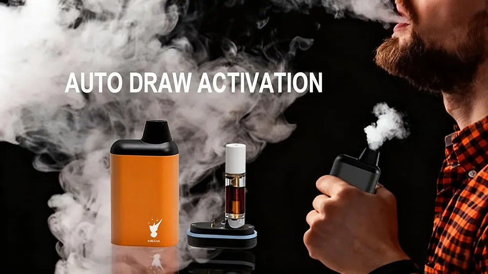 A man is using a 510-thread battery to smoke
