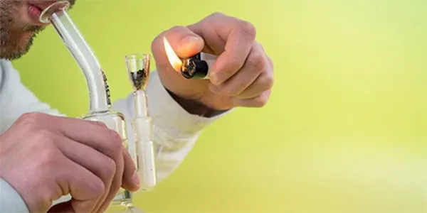 A man uses a bubbler